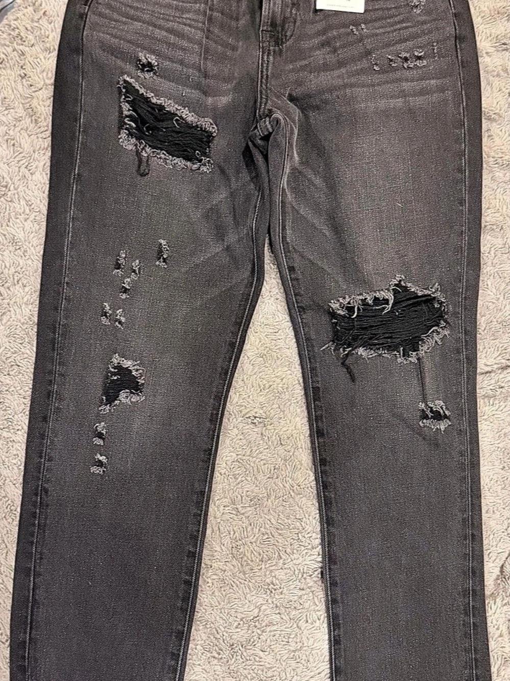 Hidden Distressed Straight Leg Jeans Black Waist 25 NWT
